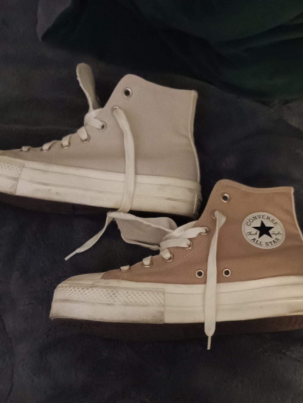 Converse High Top Sneakers in Cream and Tan